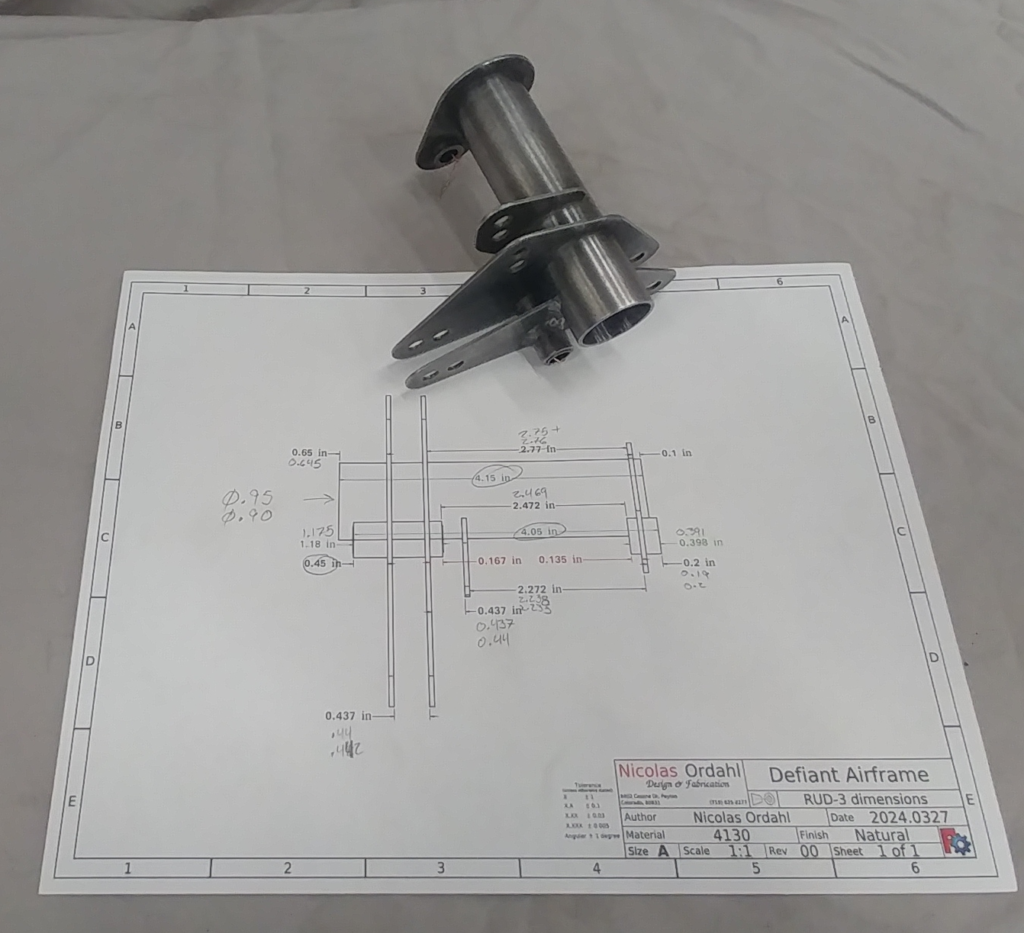 Completed part with measured tolerances.